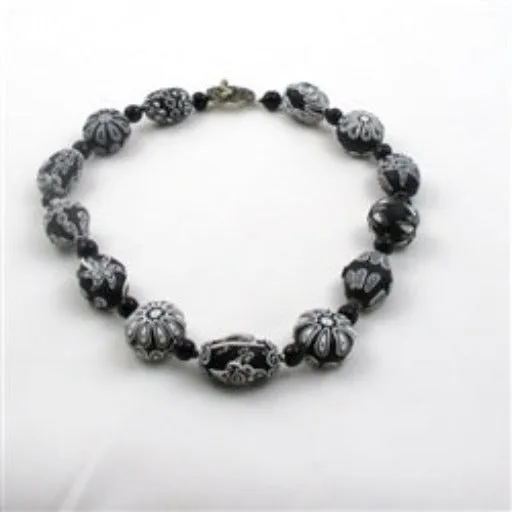 Black and White Handmade Fair Trade Bead Necklace Samunnat