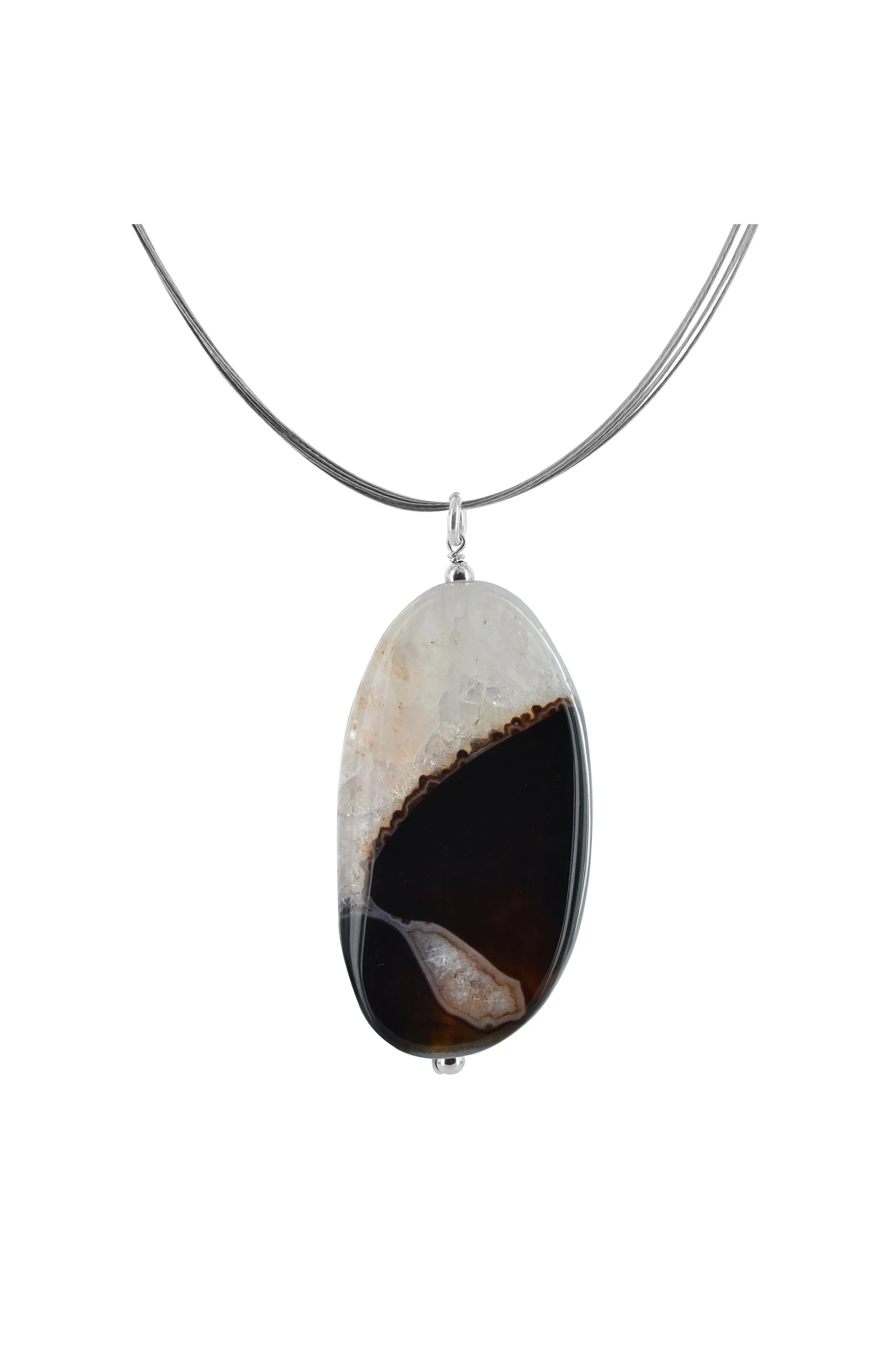 Black and White Onyx Gemstone Necklace