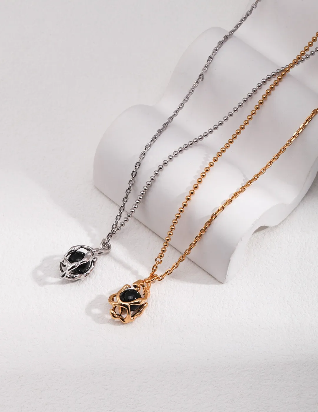 Black Onyx Elemental Design Necklace