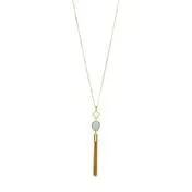 Blue Stone Tassel Necklace