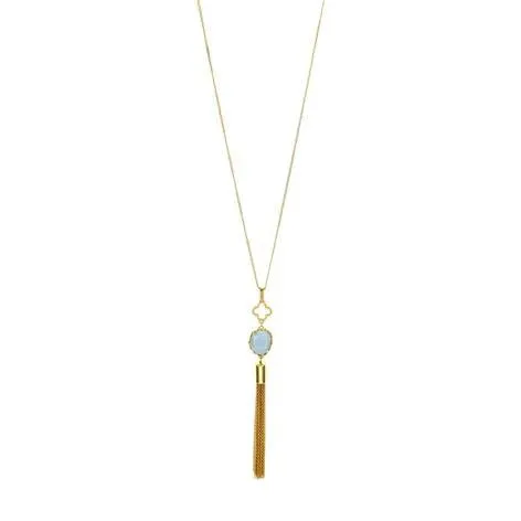 Blue Stone Tassel Necklace