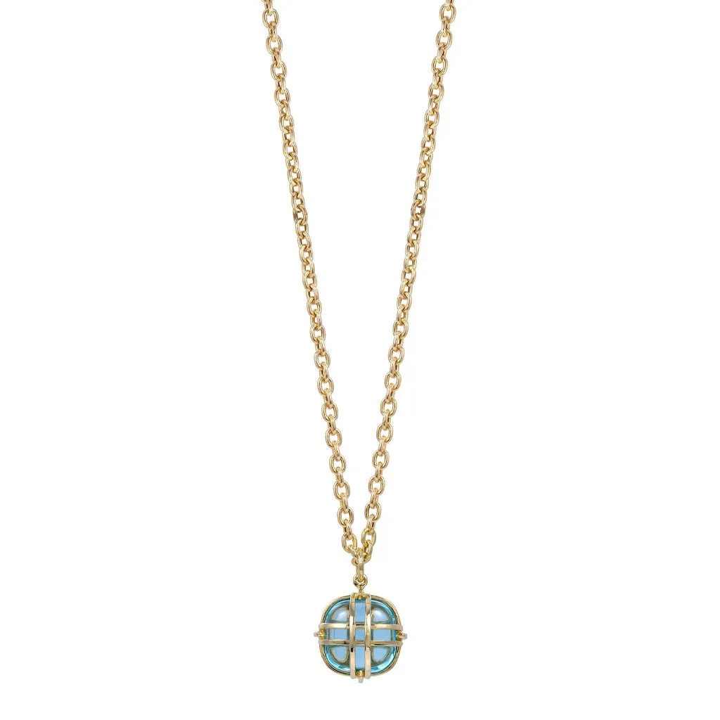 Blue Topaz Cage Necklace