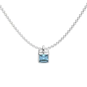 Blue Topaz Cube Necklace