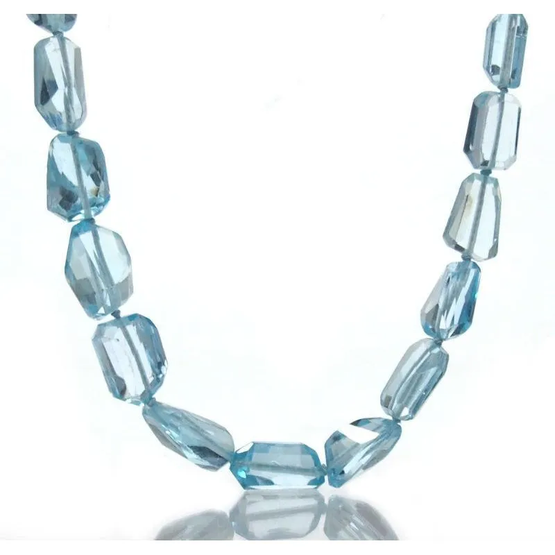 Blue Topaz Necklace with Sterling Silver Trigger Clasp