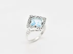 Blue Topaz Ring - Blue Square Ring - Boho Topaz Ring