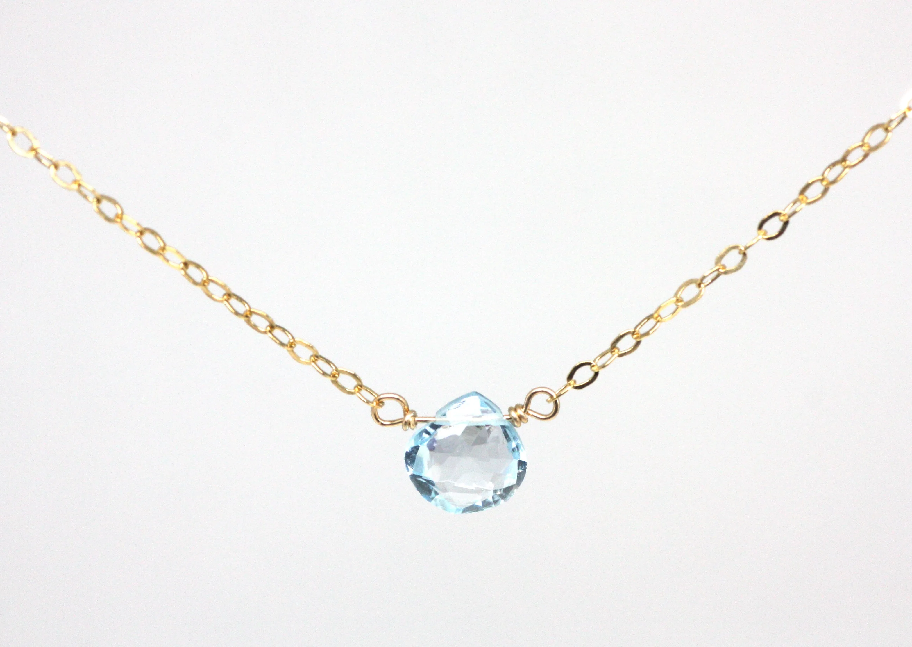 Blue Topaz Small Pendant Necklace