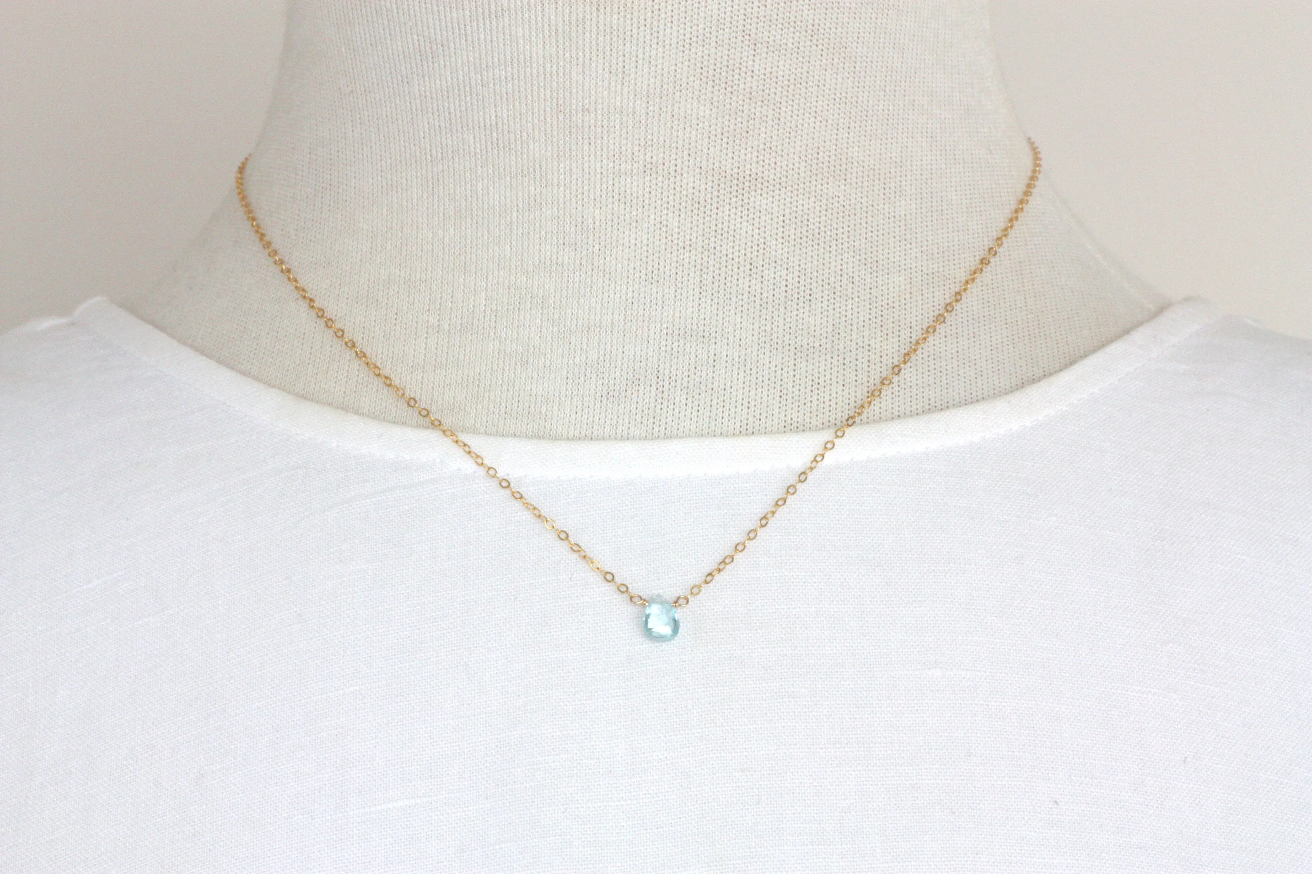 Blue Topaz Small Pendant Necklace