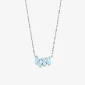 Blue Topaz Stone Step Necklace