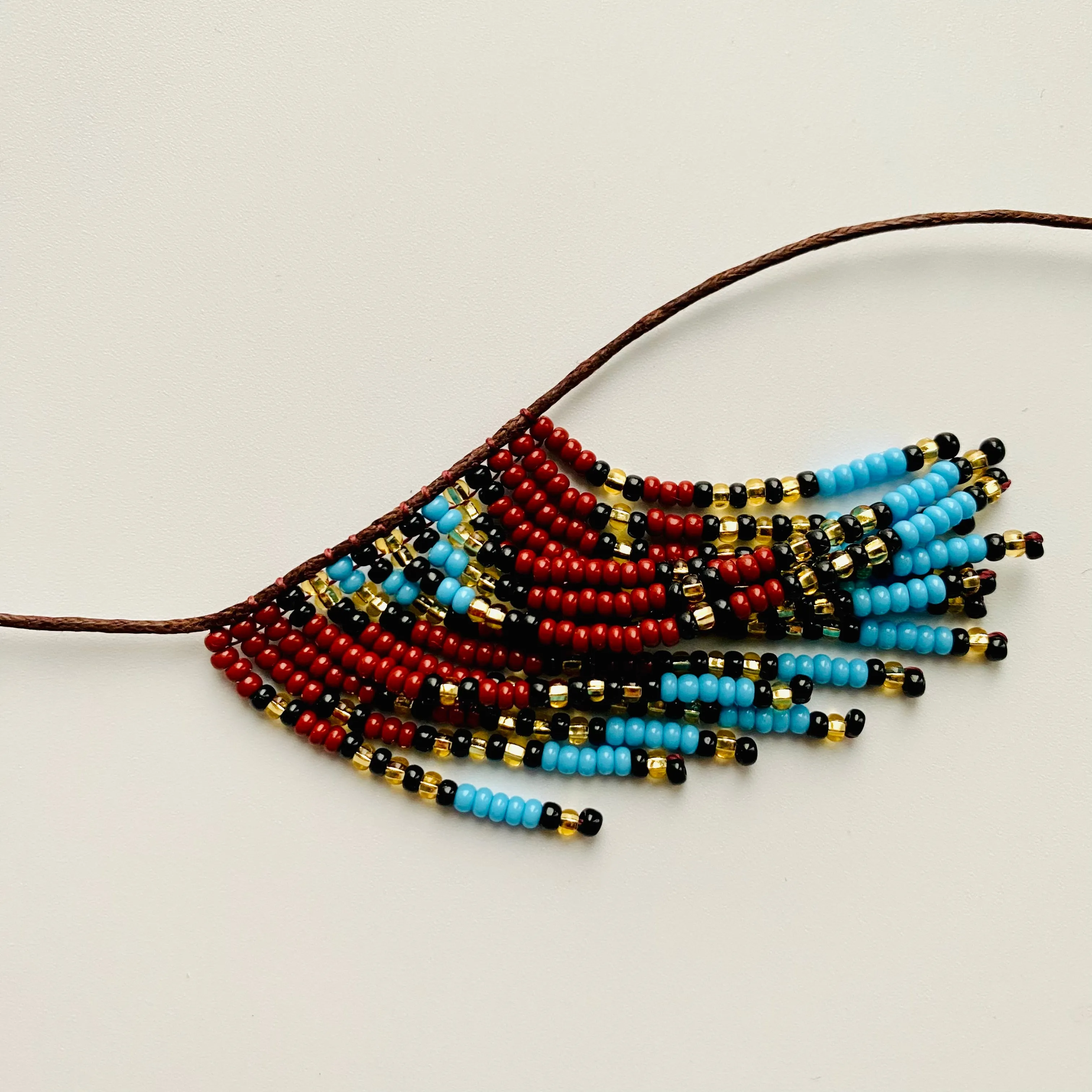 Bohemian Long Seed Beaded fringe Choker Necklace Adjustable 30", Indigenous necklace Native inspired, Boho Necklace, Hippie Necklace, Bohemian Necklace, Statement Necklace