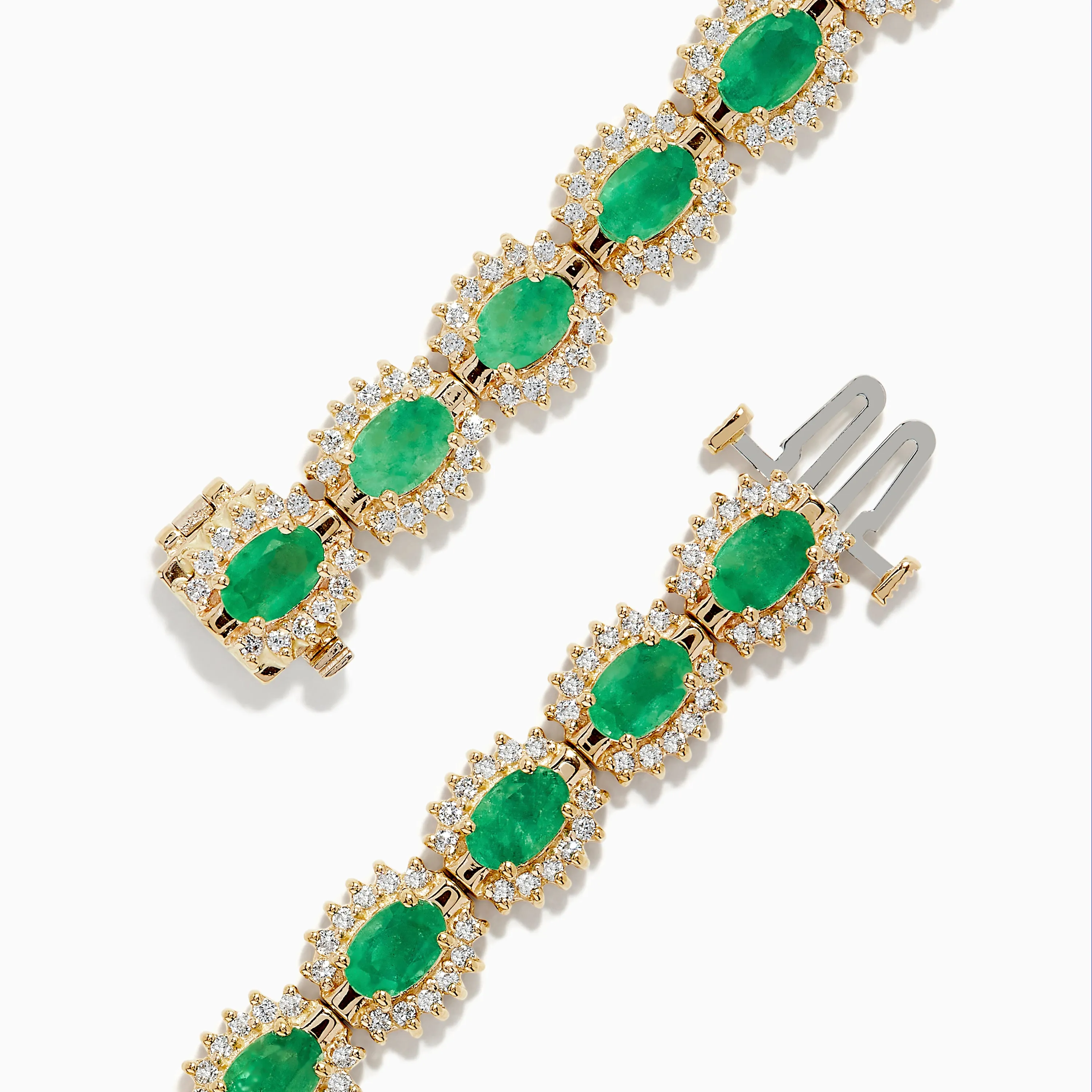 Brasillica 14K Yellow Gold Emerald and Diamond Tennis Bracelet