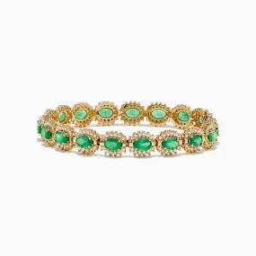 Brasillica 14K Yellow Gold Emerald and Diamond Tennis Bracelet