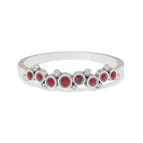 Brighton Constella Cluster Hinged Bangle - Silver & Red