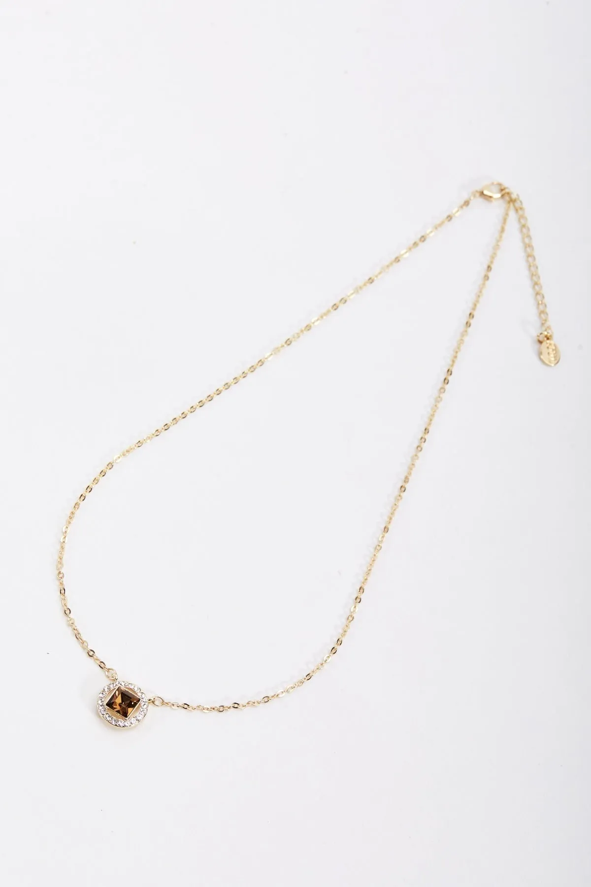 Brown Topaz & Diamante Necklace