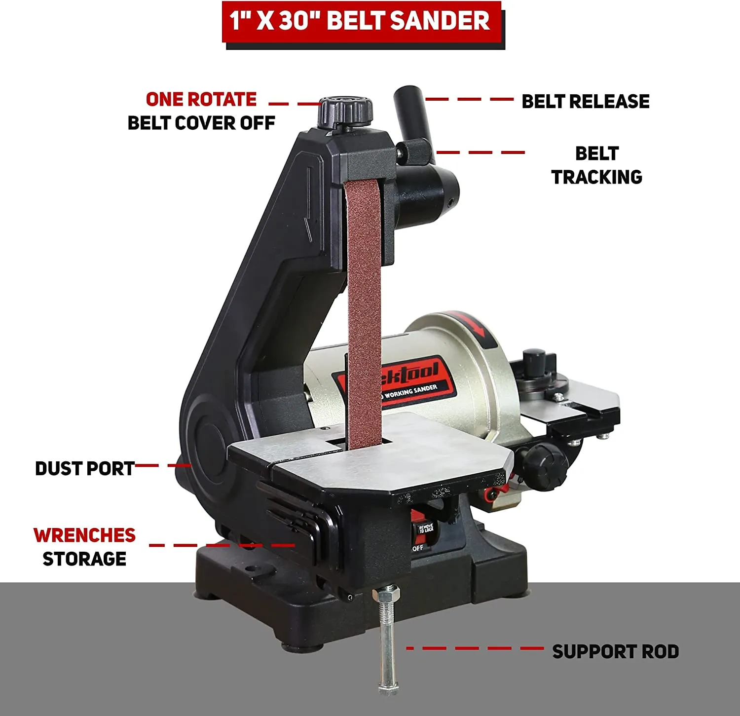 Bucktool 1x30 Inch Benchtop Belt Sander 1/3HP Direct Drive