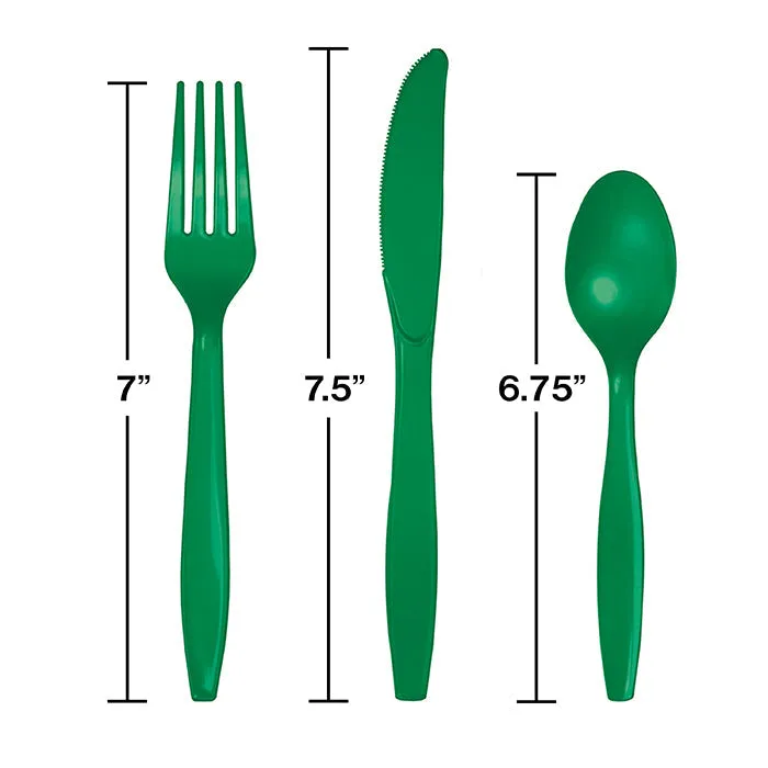 Bulk Emerald Green Assorted Plastic Cutlery (288 per Case)