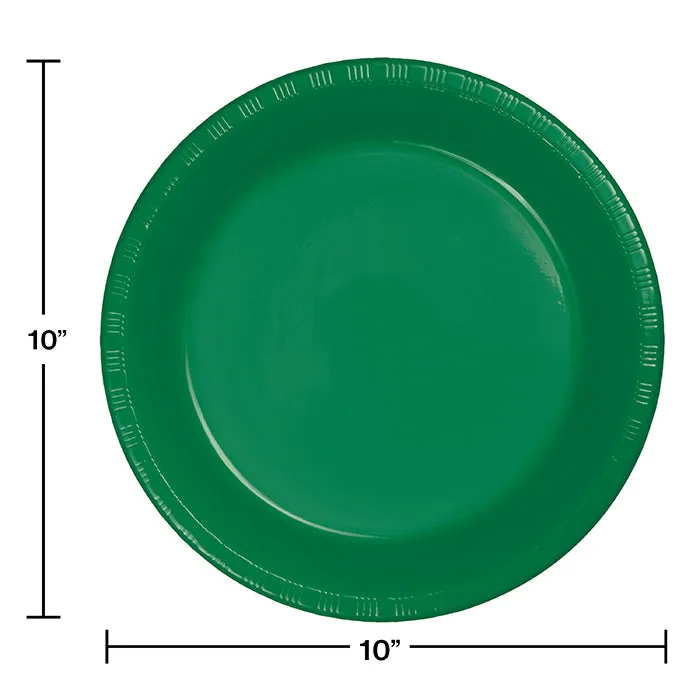 Bulk Emerald Green Plastic Banquet Plates 10.25 inch (240 per Case)