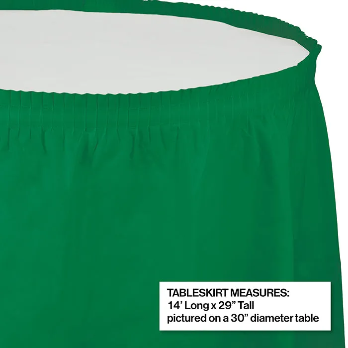 Bulk Emerald Green Plastic Tableskirt 29 inch x 14 ft (6 per Case)