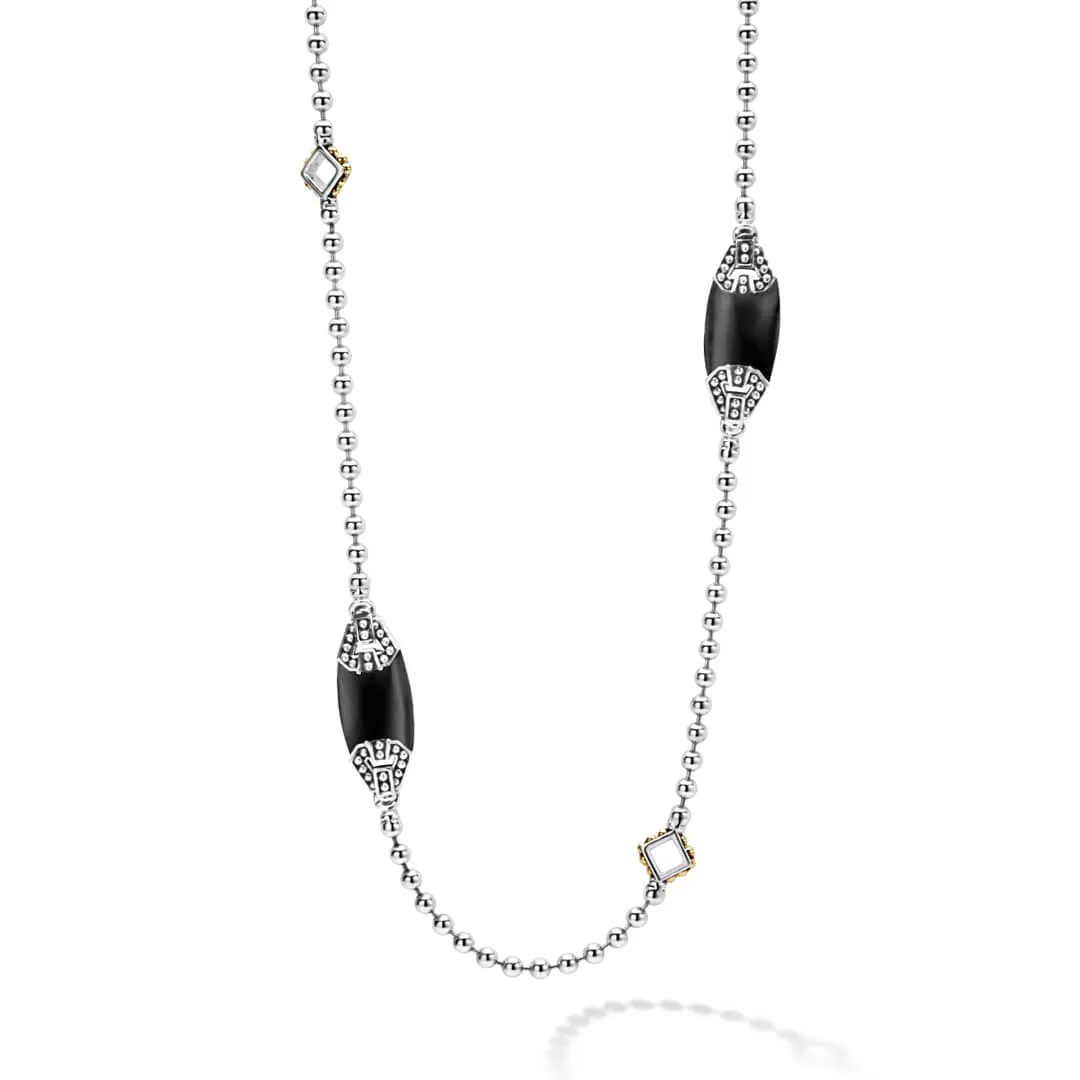 Caviar Color Six Station Onyx Necklace