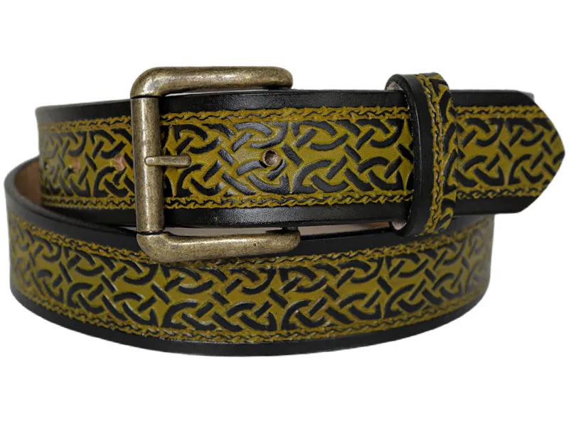 Celtic Scroll Leather Belt