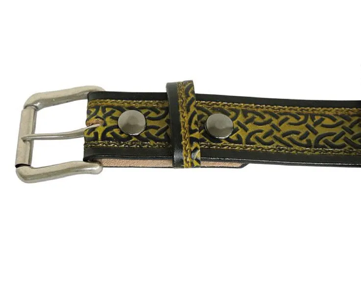 Celtic Scroll Leather Belt