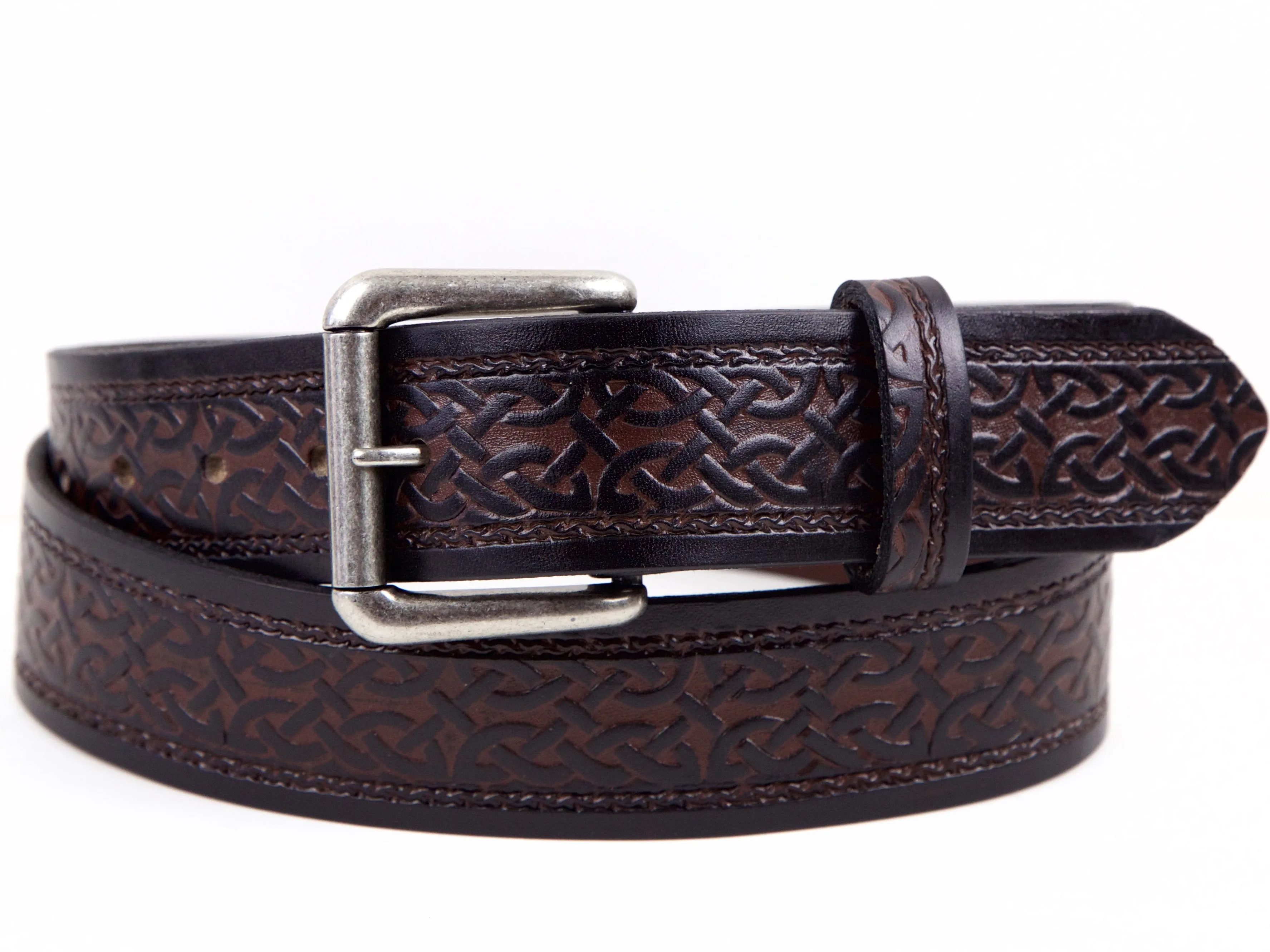 Celtic Scroll Leather Belt