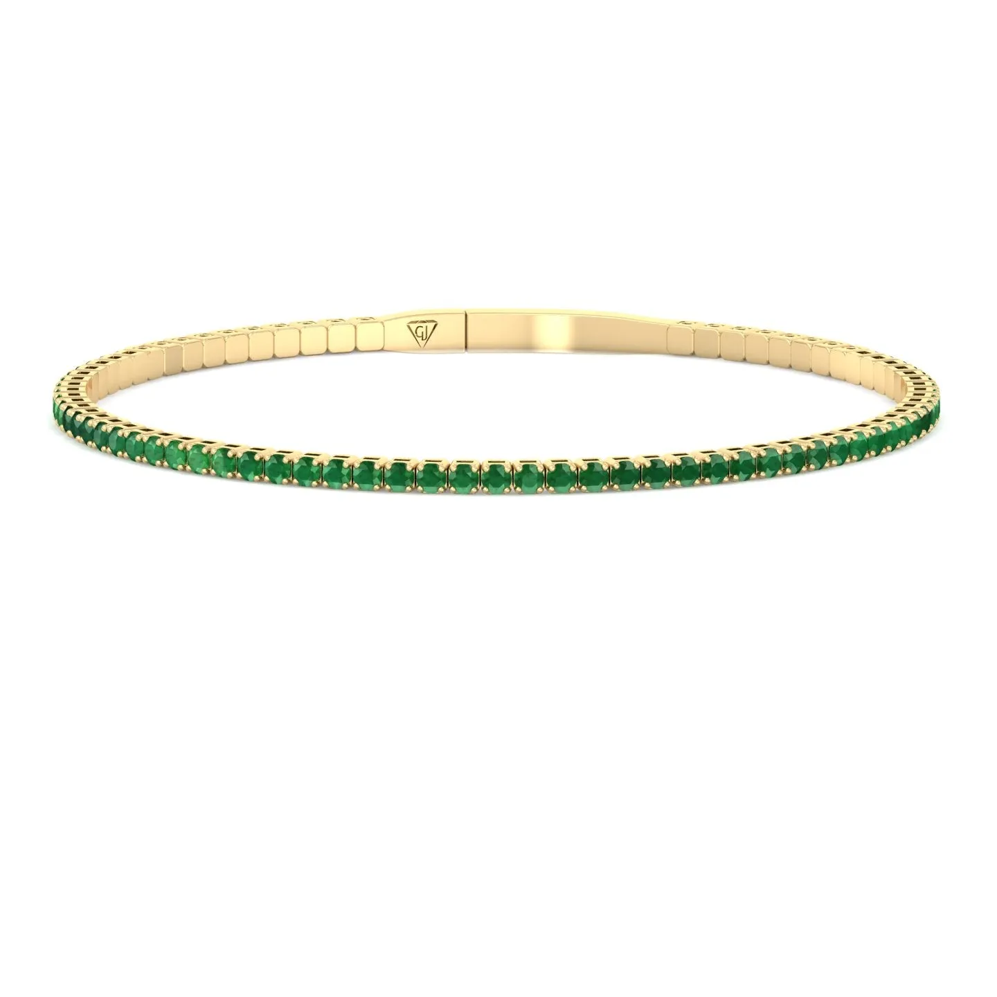 Chiara - Flexible Natural Emerald Bangle in 14K Solid Gold