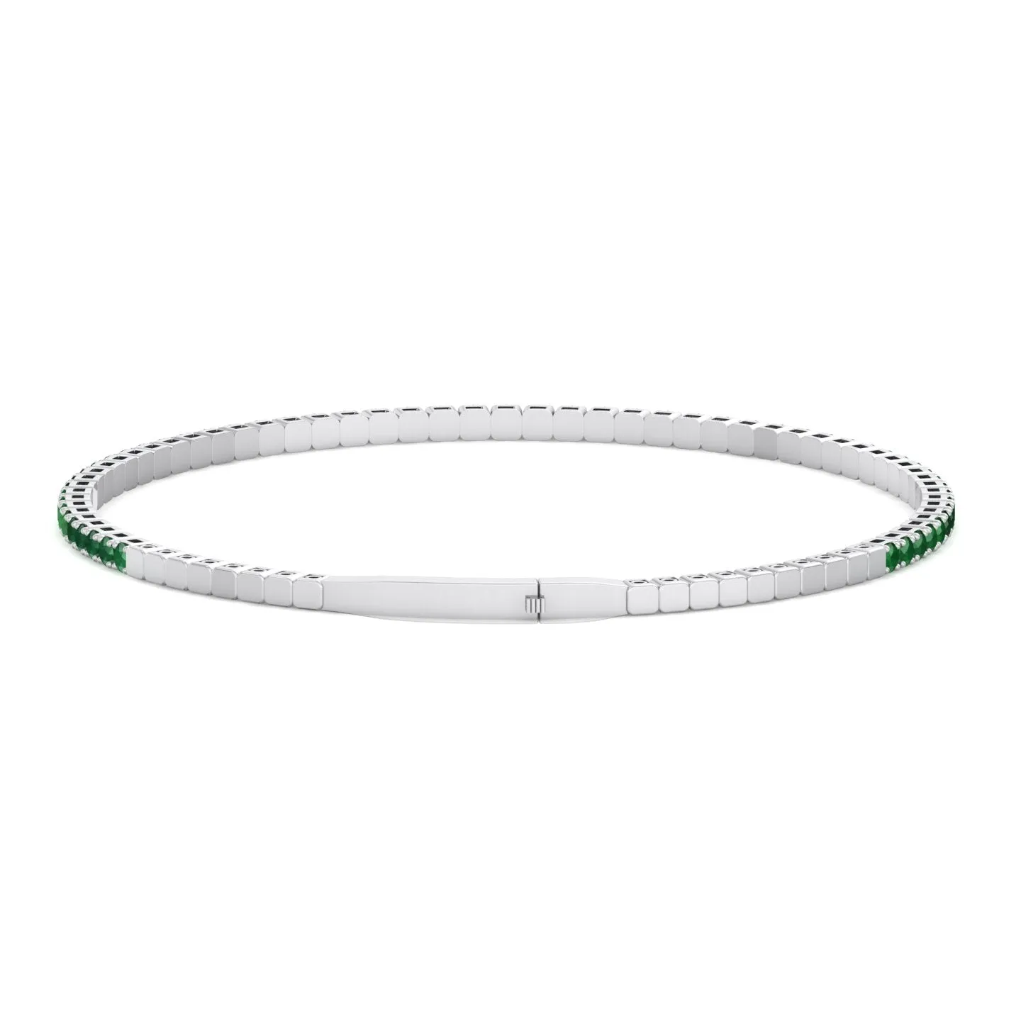 Chiara - Flexible Natural Emerald Bangle in 14K Solid Gold