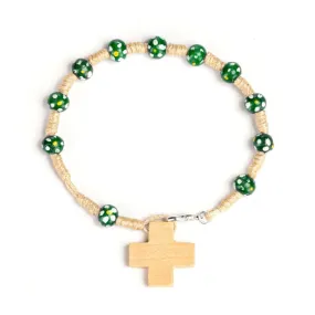 CHILDREN'S ROSARY BRACELET - WOOD - GREEN