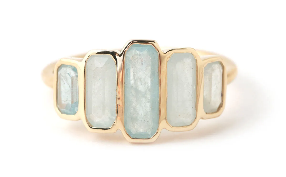 Cityscape Aquamarine Ladder Ring