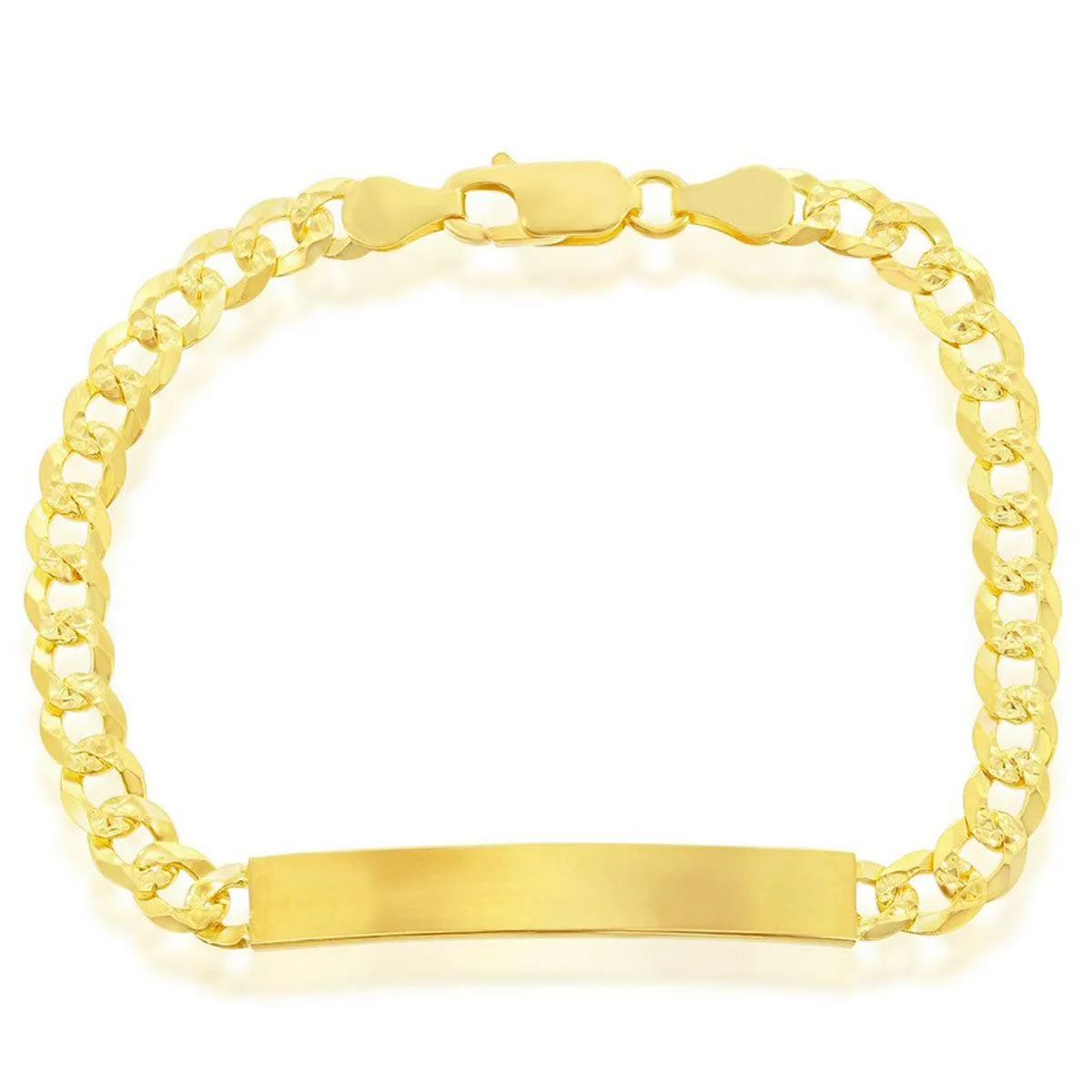 Classic Men's Bracelet - Gold Plated Sterling 5mm Pave Curb Chain ID | S-5124-GP