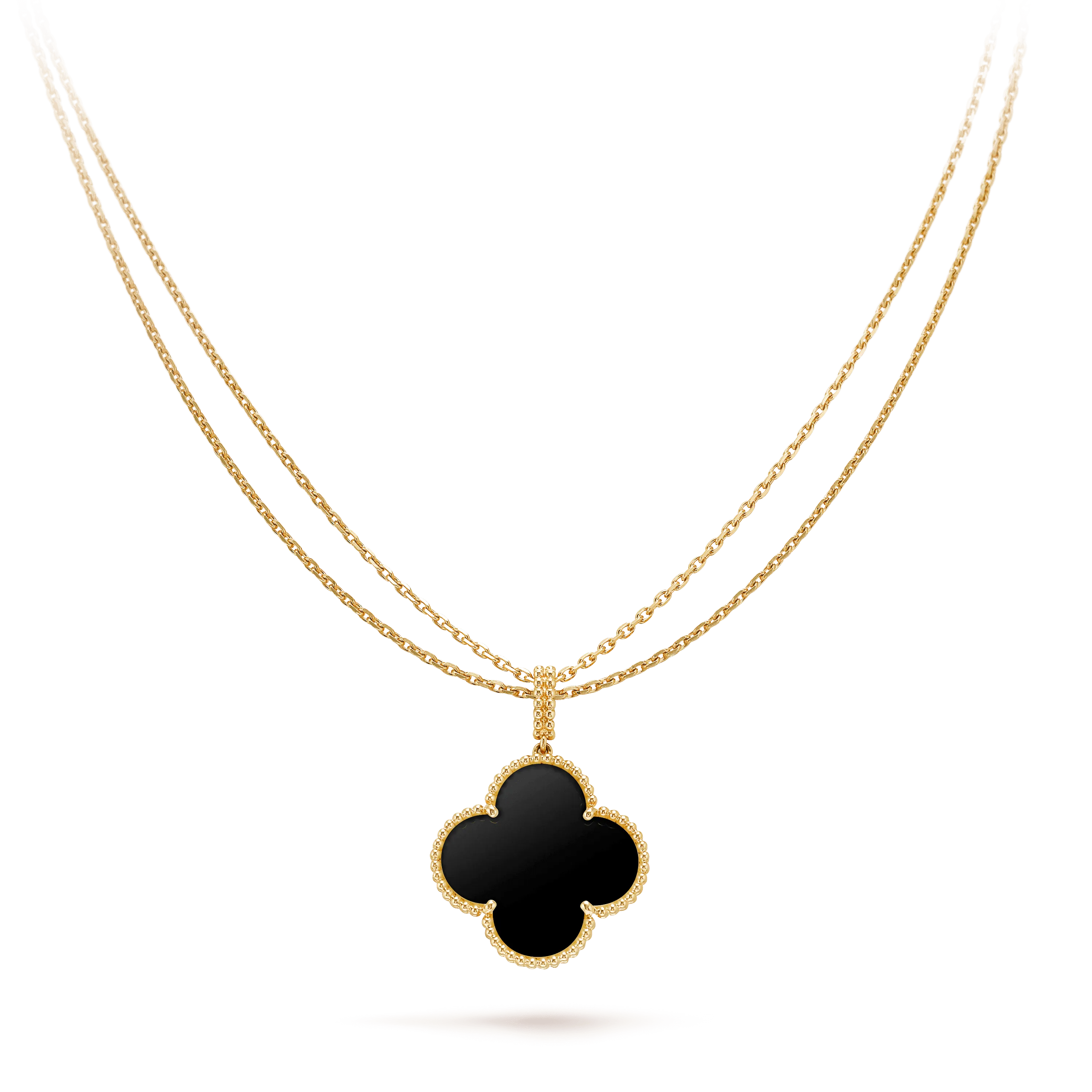 CLOVER GOLD ONYX BIG CLOVER NECKLACE