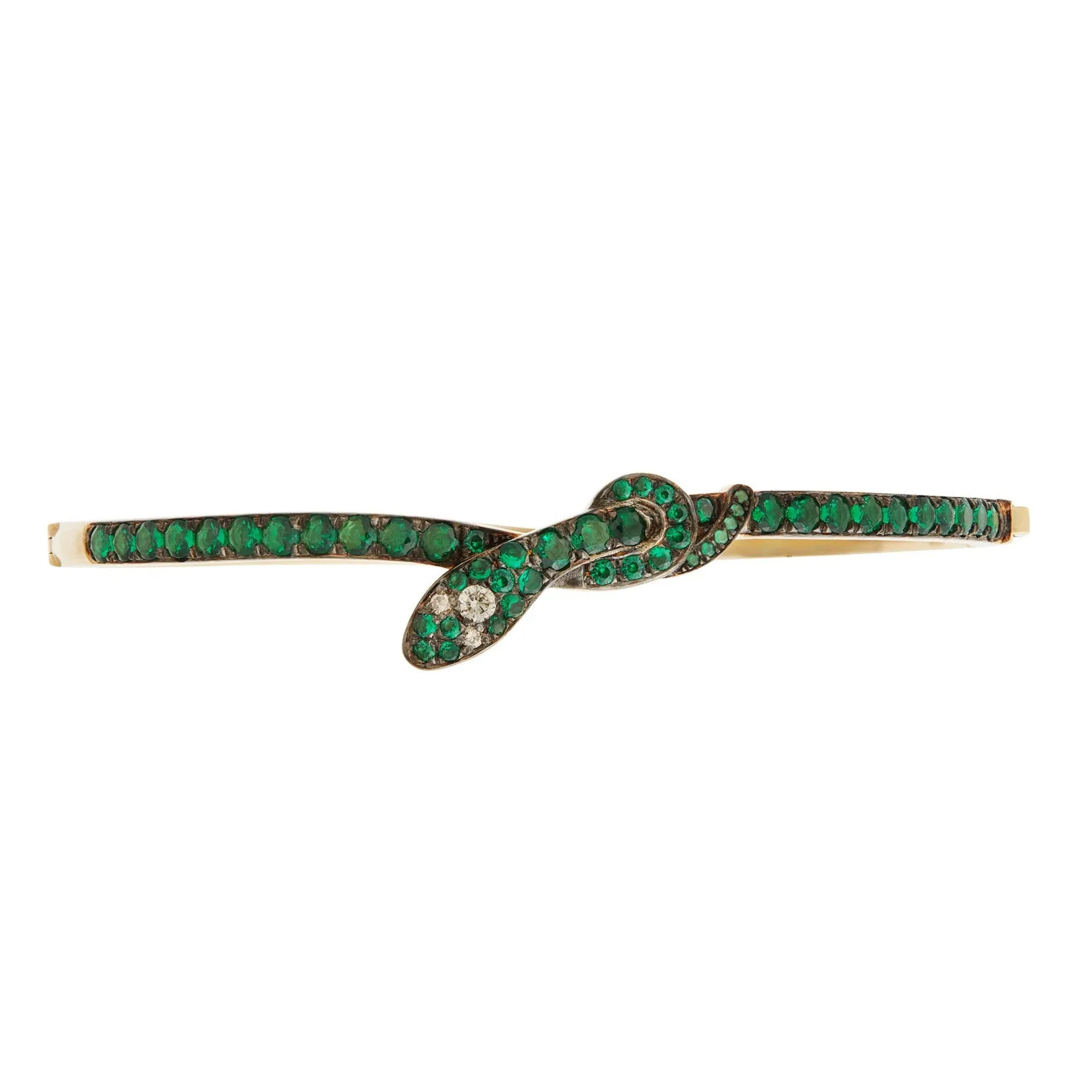 Coiled Snake Emerald Bangle