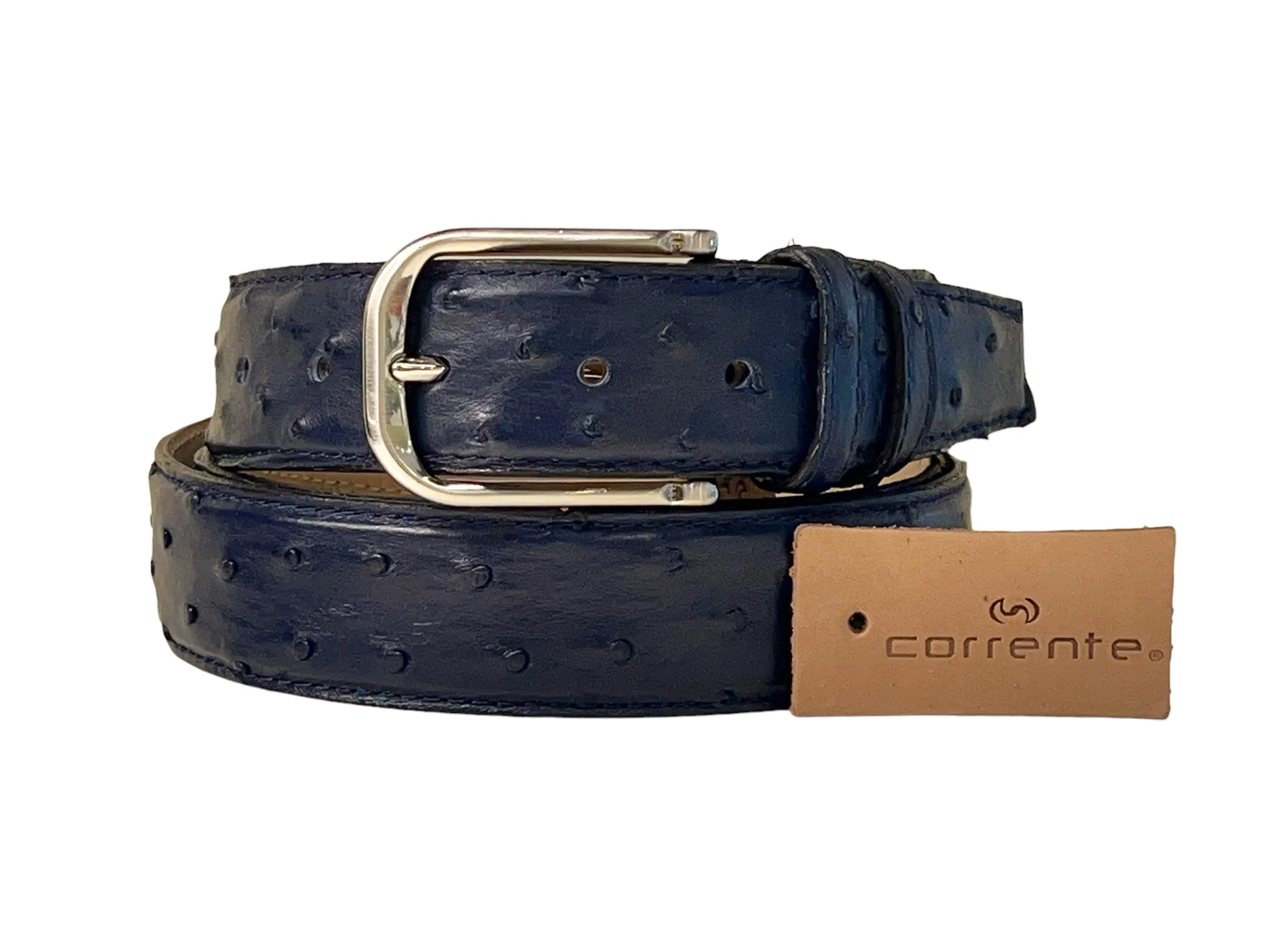 Corrente Genuine Ostrich Belt Navy