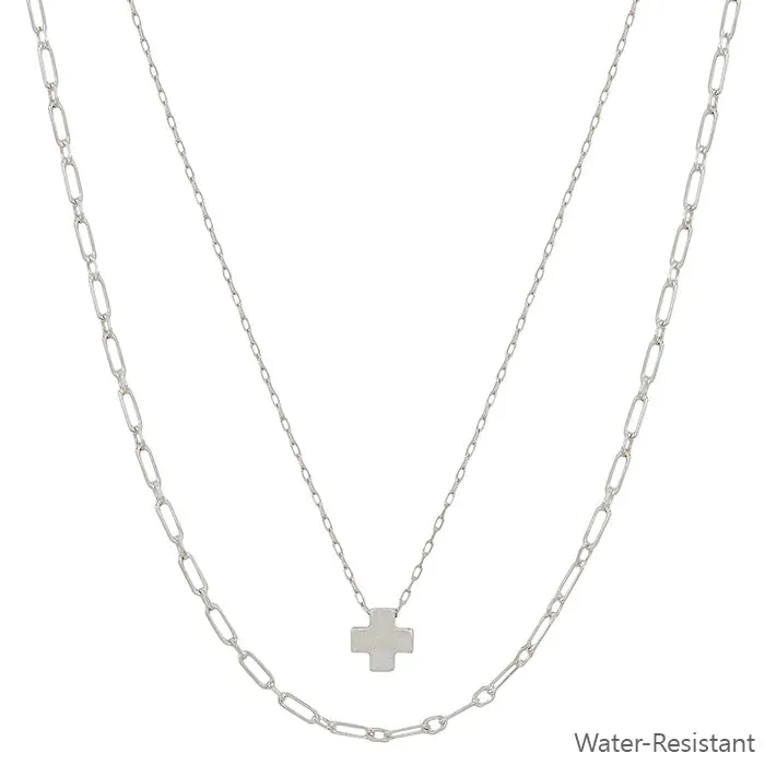 Cross Charm Layered Necklace