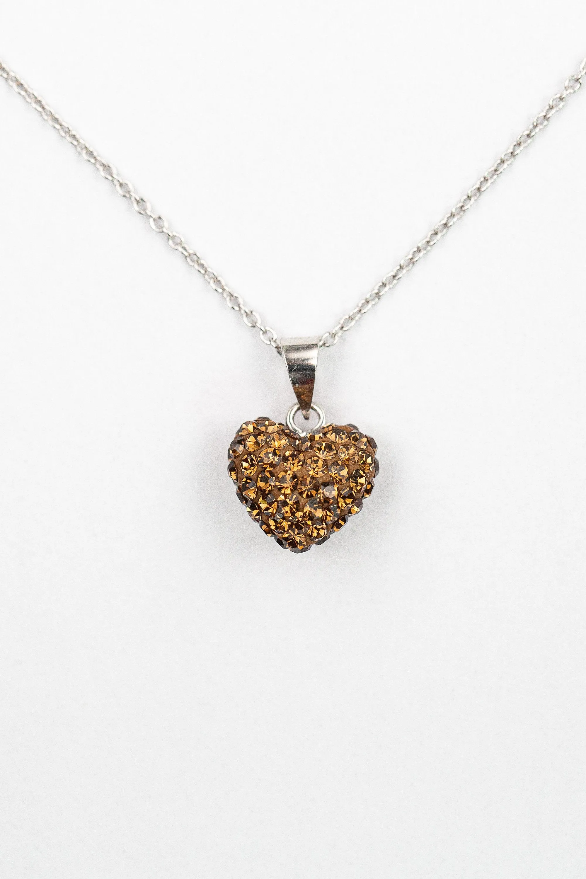 Crystal Pave All Over Heart Sterling Silver Necklace