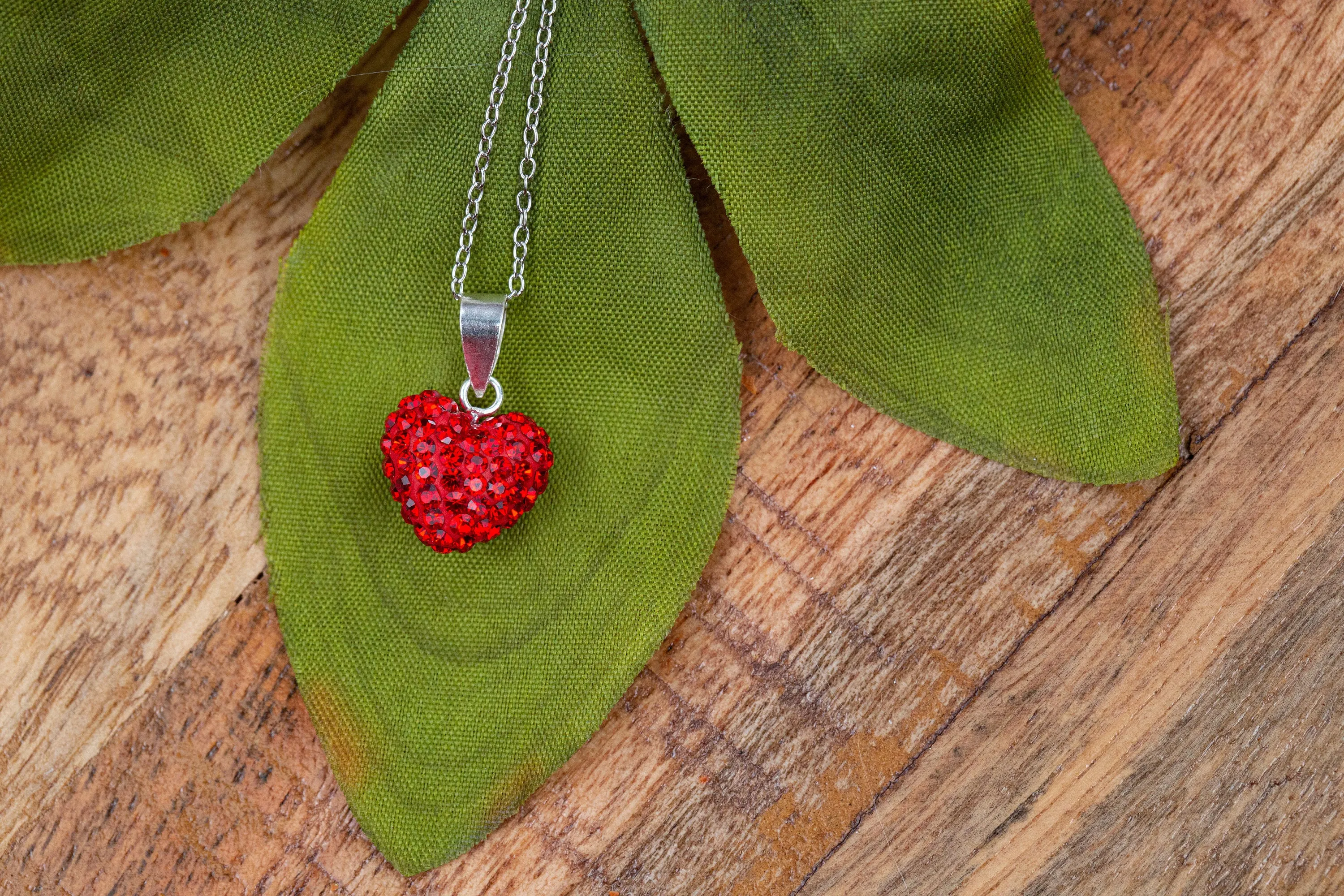 Crystal Pave All Over Heart Sterling Silver Necklace