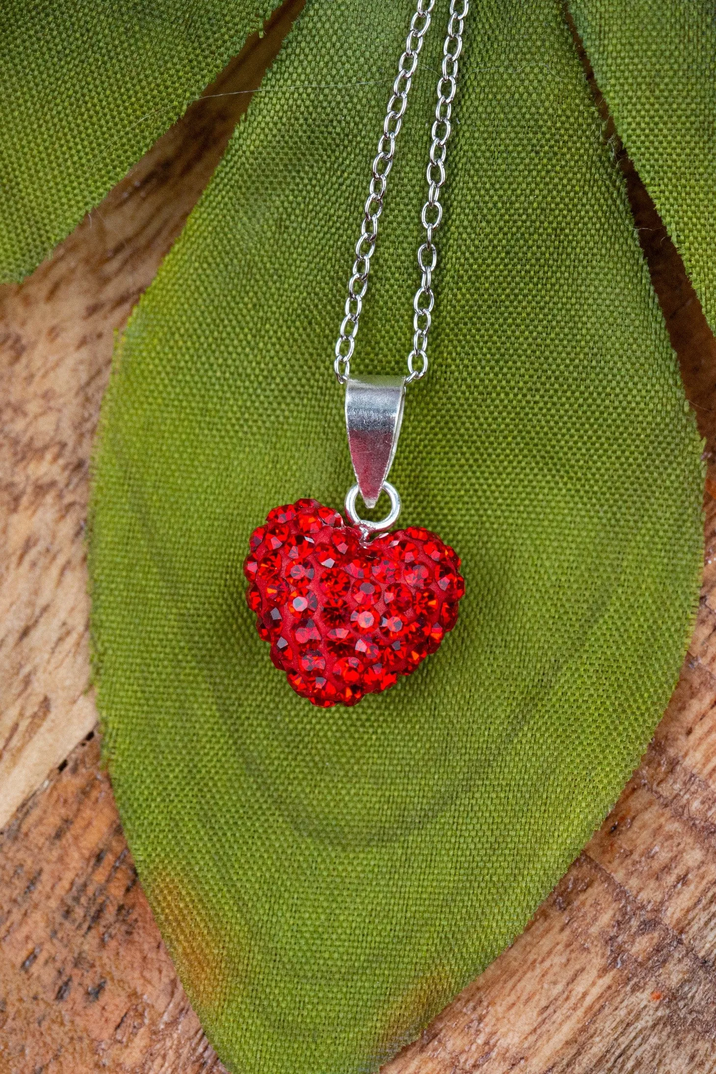 Crystal Pave All Over Heart Sterling Silver Necklace