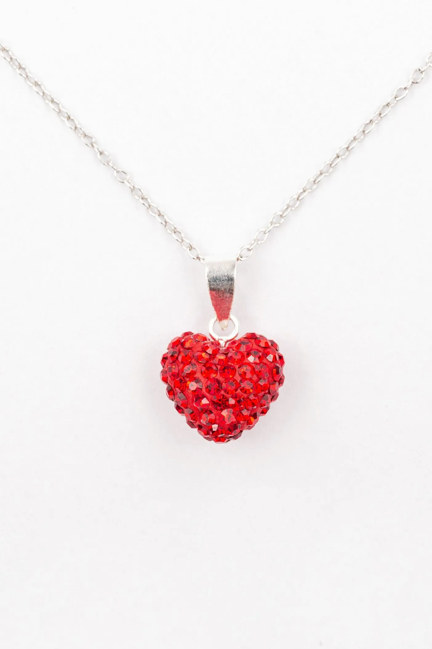 Crystal Pave All Over Heart Sterling Silver Necklace