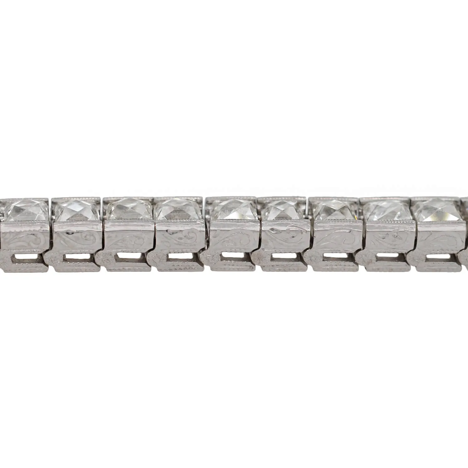 Custom Art Deco Style Platinum   French Cut Diamond Line Bracelet 20.90ctw