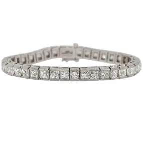 Custom Art Deco Style Platinum   French Cut Diamond Line Bracelet 20.90ctw