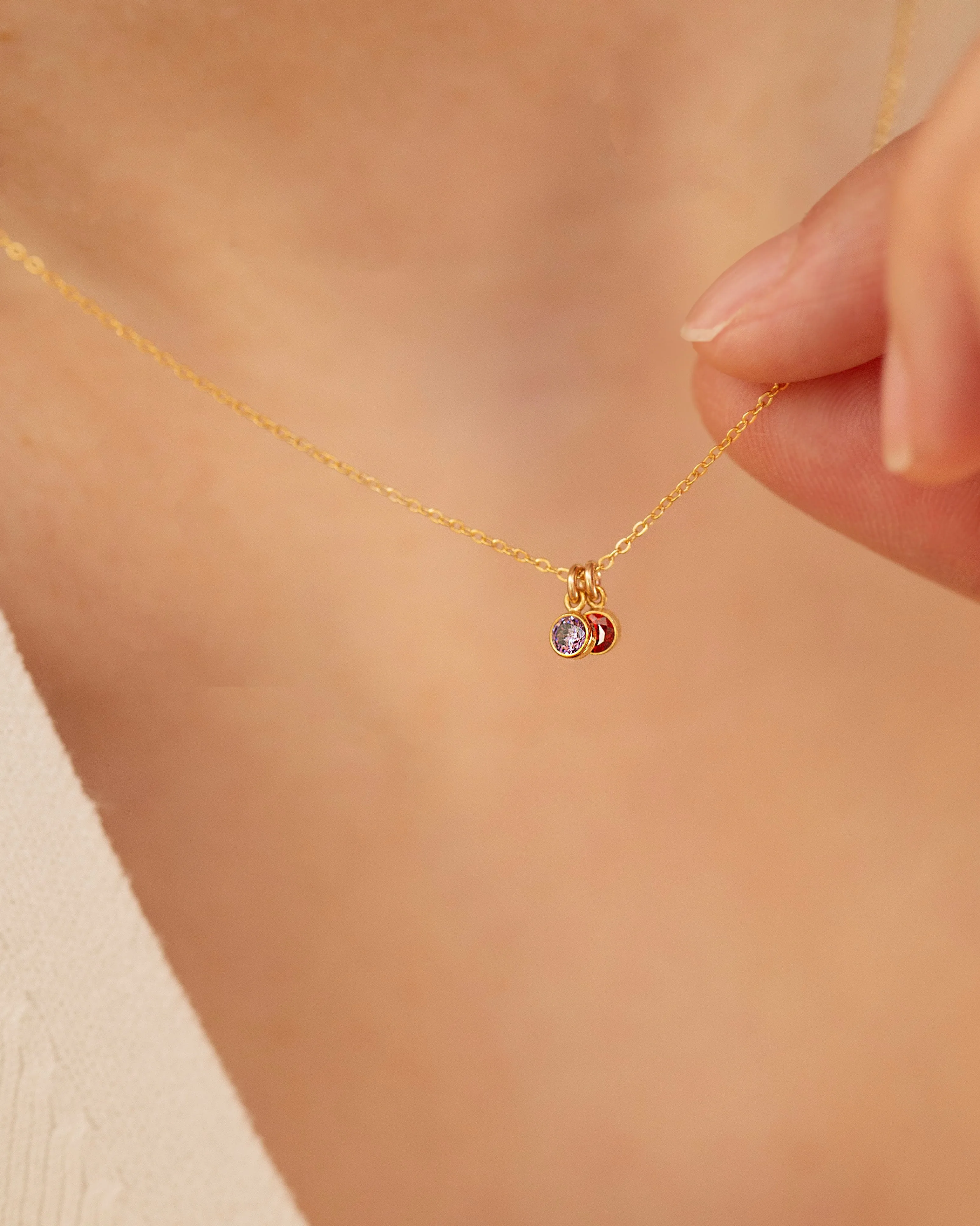 Dainty birthstone necklace