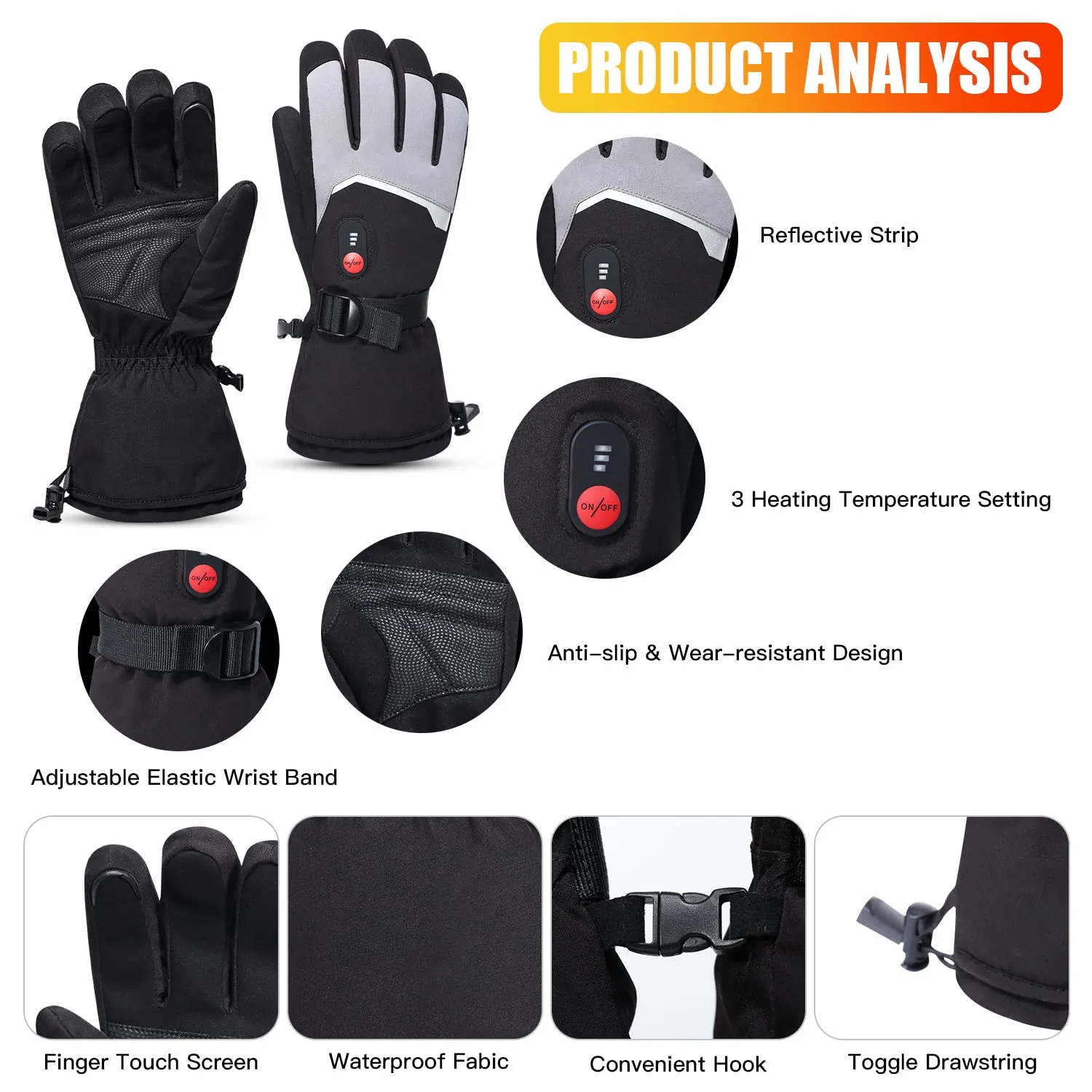 DAY WOLF 7.4V Unisex Featherweight Battery Heated Gloves