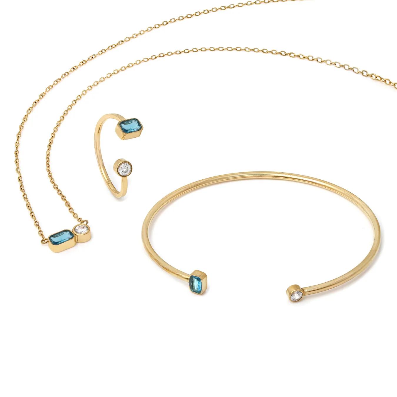 December Blue Topaz Birthstone Gift Set - Yellow Gold