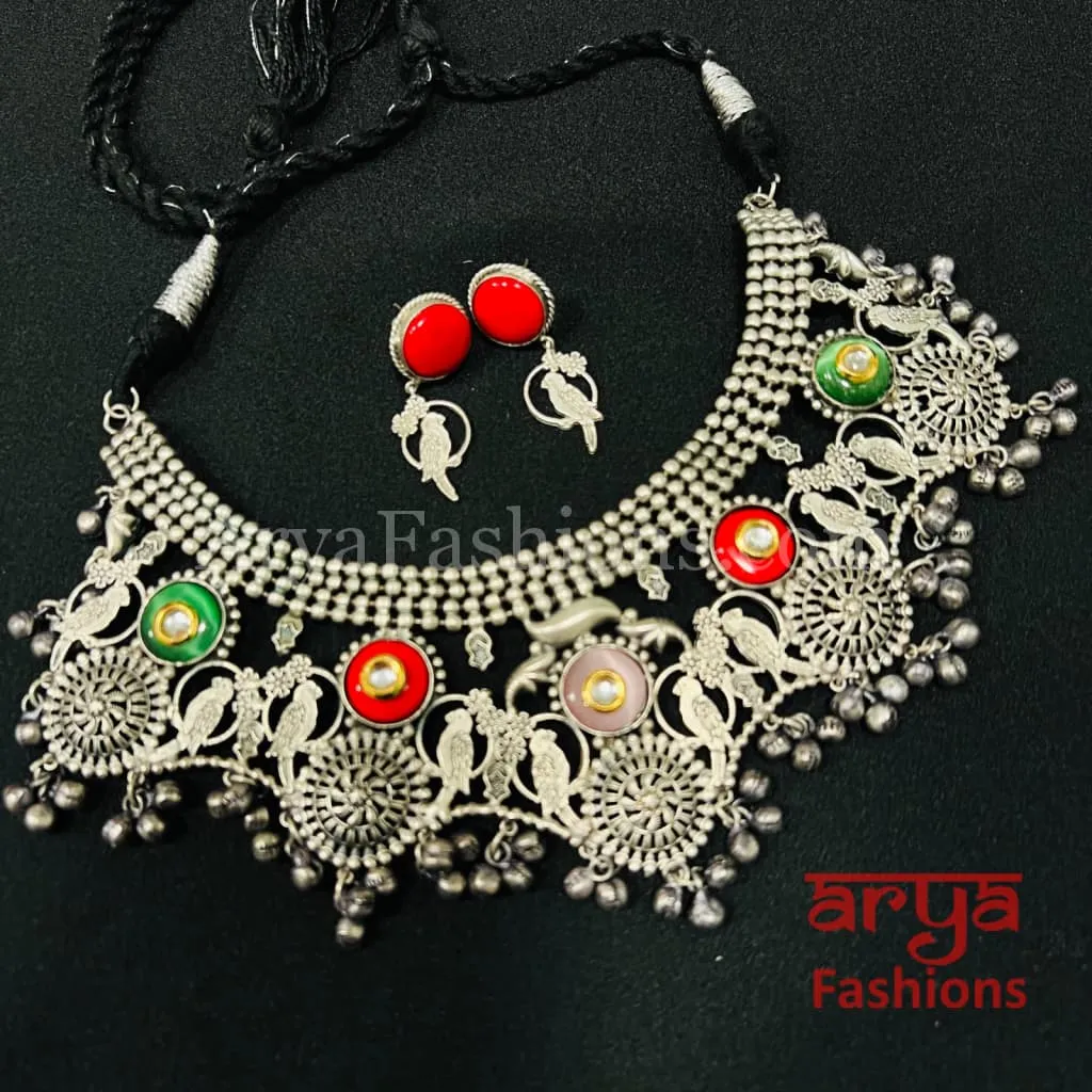 Designer Multicolor Rajwadi Tribal Bib Necklace