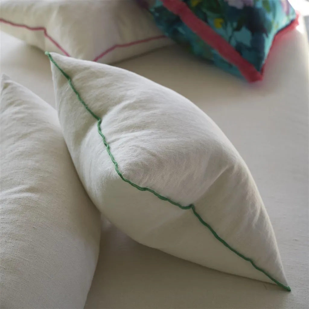 Designers Guild Brera Lino Alabaster & Emerald Decorative Pillow