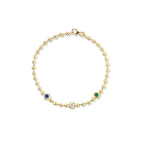 Double Bubble Bezel Blue Sapphire x Diamond x Emerald Bracelet