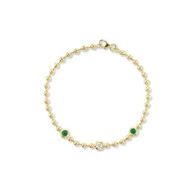 Double Bubble Bezel Diamond & Emerald Bracelet