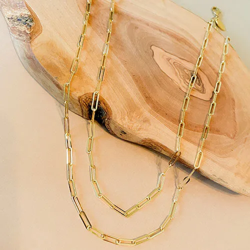 Double Paper Clip Chain Necklace