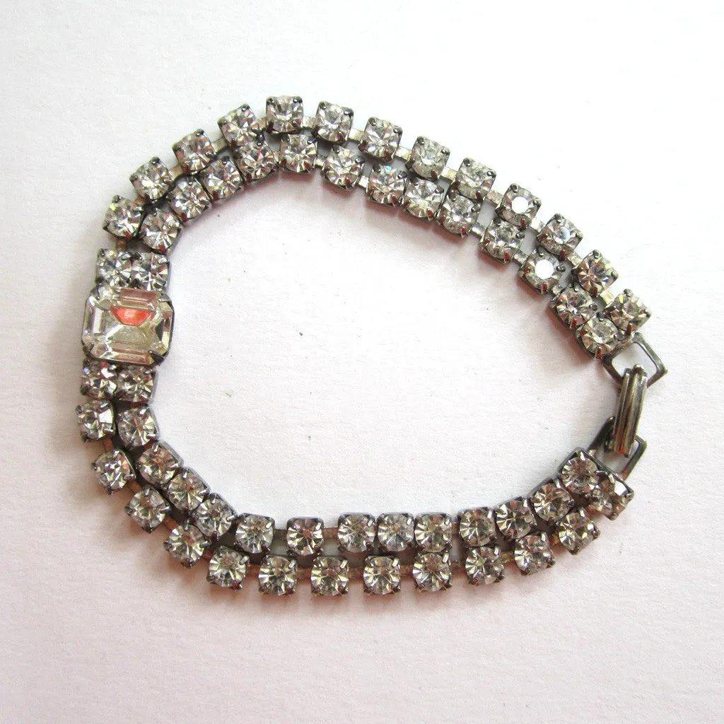 Double-Row Rhinestone Bracelet