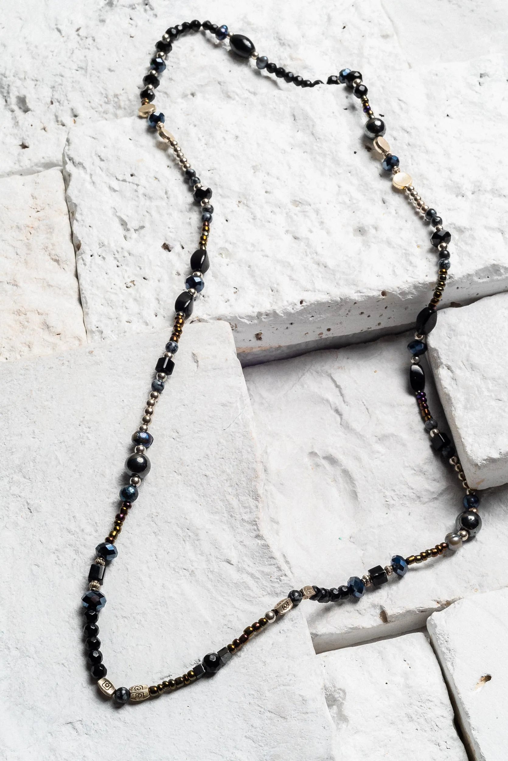 Downton Necklace Jet - Black Onyx Pearl